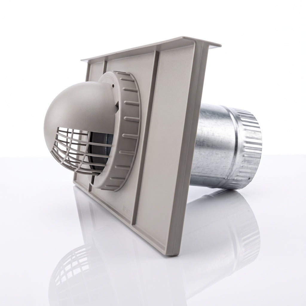 16 x 8 foundation dryer vent assembly with top lip and UV-protected flapper door crimped end