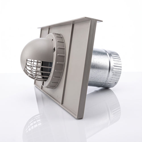 16 x 8 foundation dryer vent assembly with top lip and UV-protected flapper door crimped end