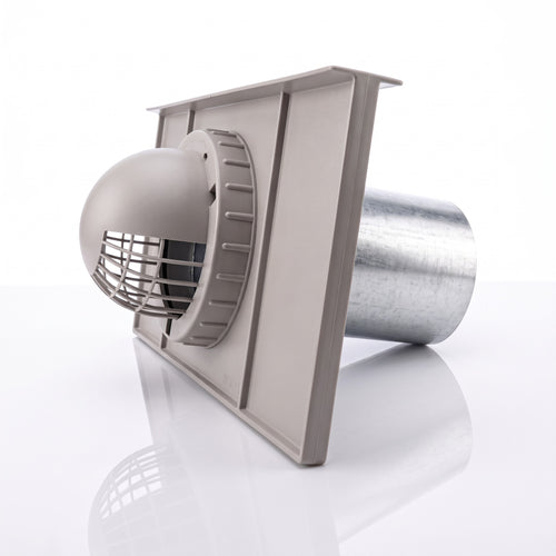 16 x 8 foundation dryer vent assembly with top lip and UV-protected flapper door rigid end