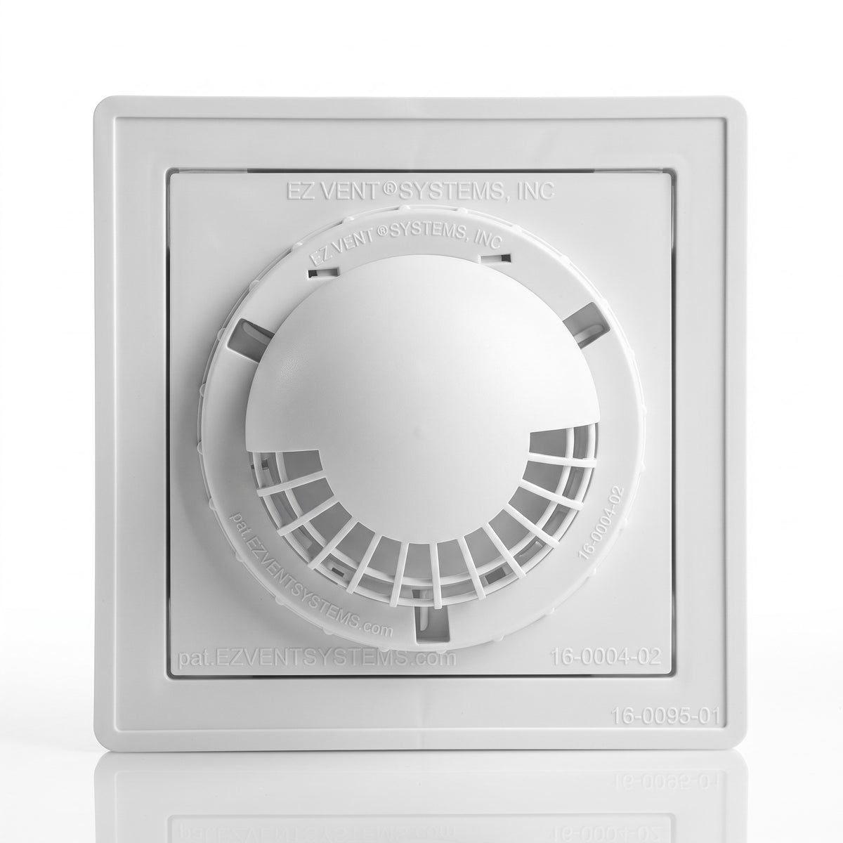 Front of the EZ Vent 8 x 8 wall mount dryer vent with UV-protected flapper door closed