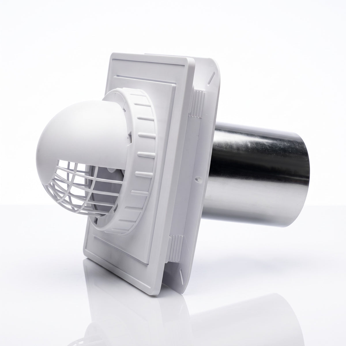 8 x 8 wall mount dryer vent with rigid end for rigid dryer pipe connection