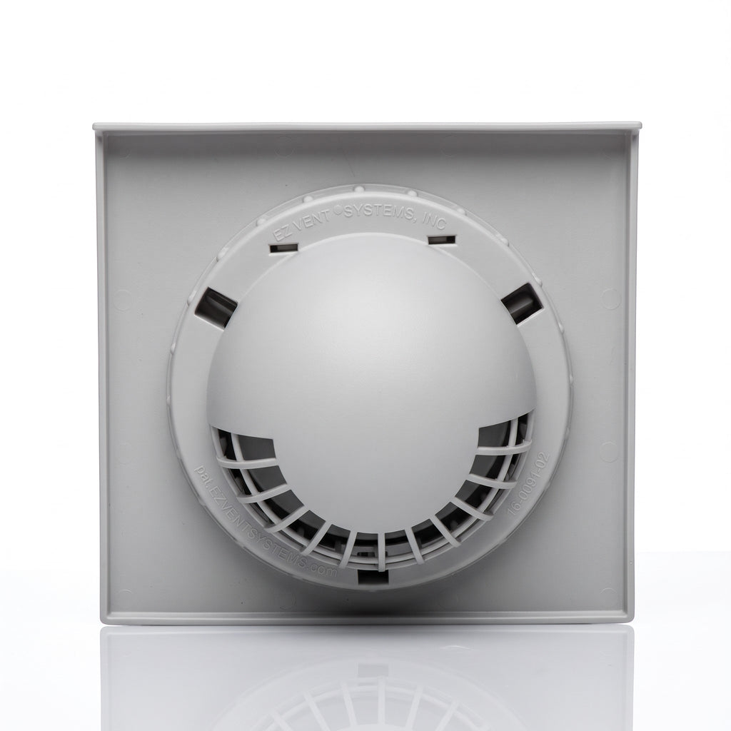Front of the EZ Vent 8 x 8 foundation dryer vent with flapper door closed